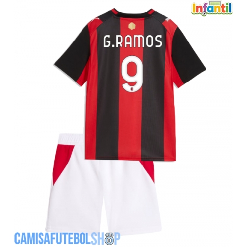 Camisa de time de futebol AC Milan Goncalo Ramos #9 Replicas 1º Equipamento Infantil 2026-27 Manga Curta (+ Calças curtas)